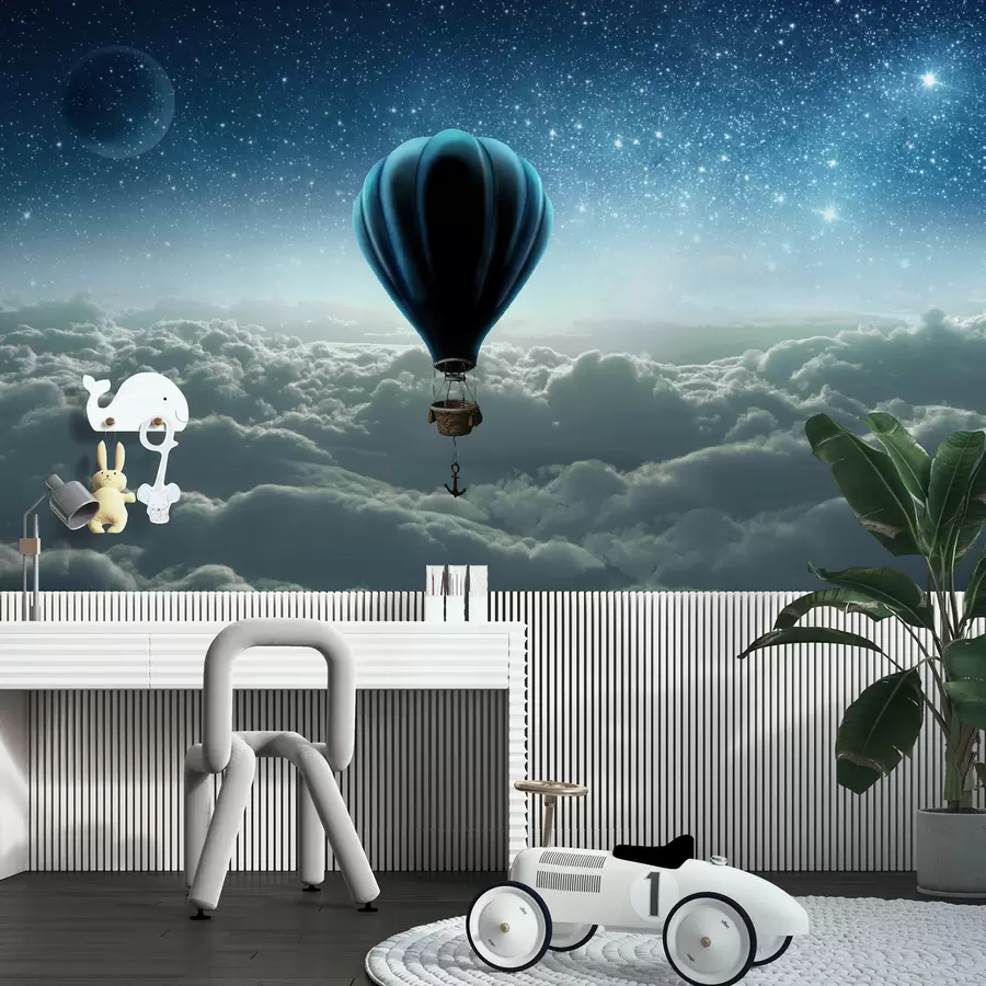 murais de parede Balão de ar quente no fundo do céu noturno u70538