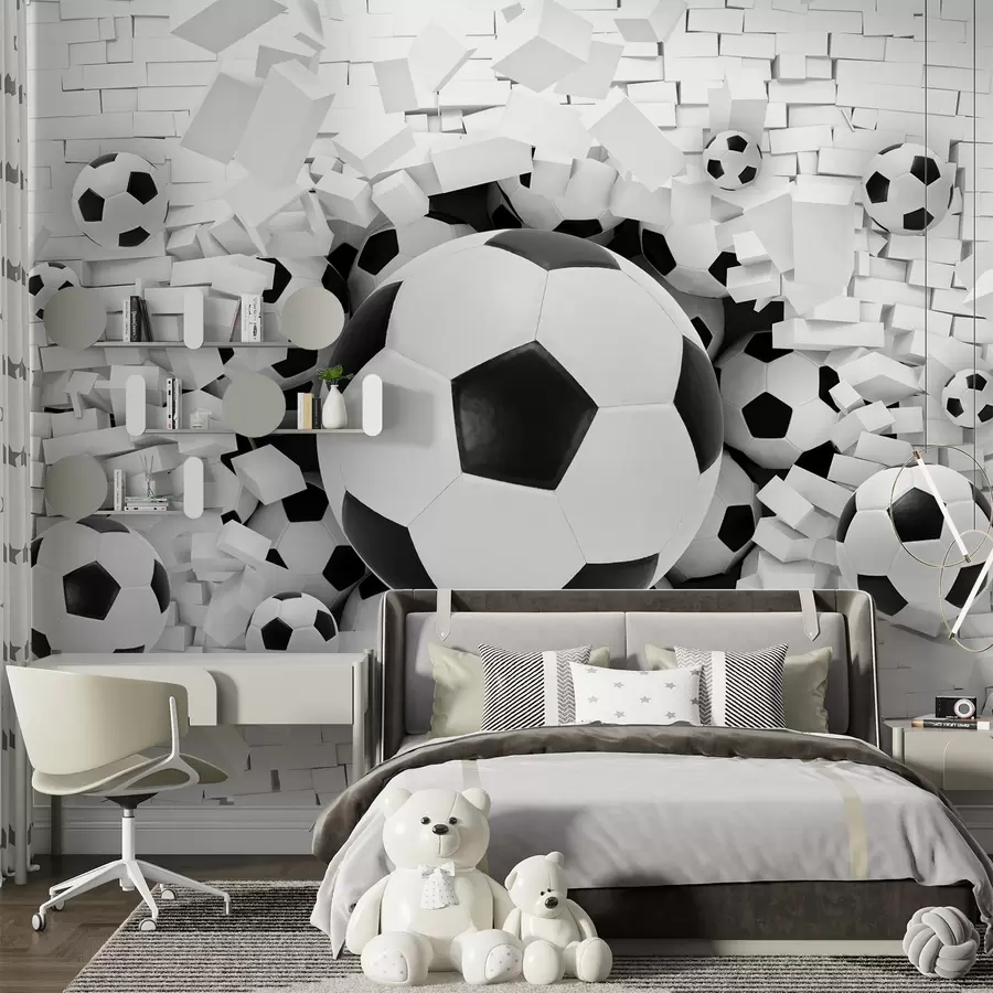 murais de parede Bola de futebol atravessa a parede u70633
