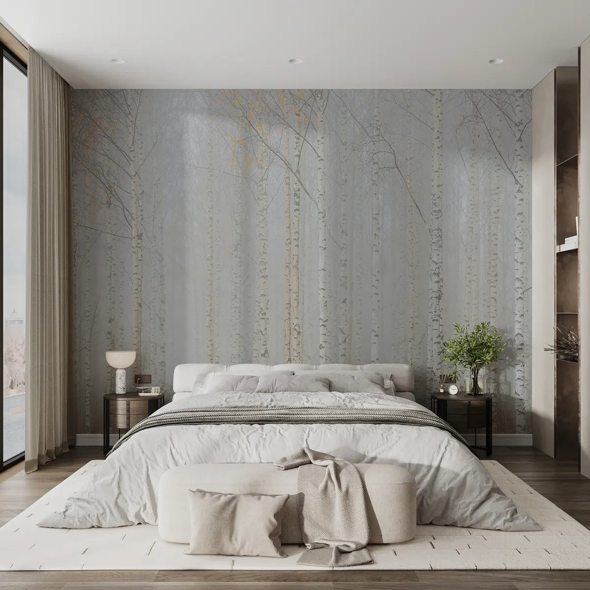 murais de parede Birch grove no nevoeiro u58963