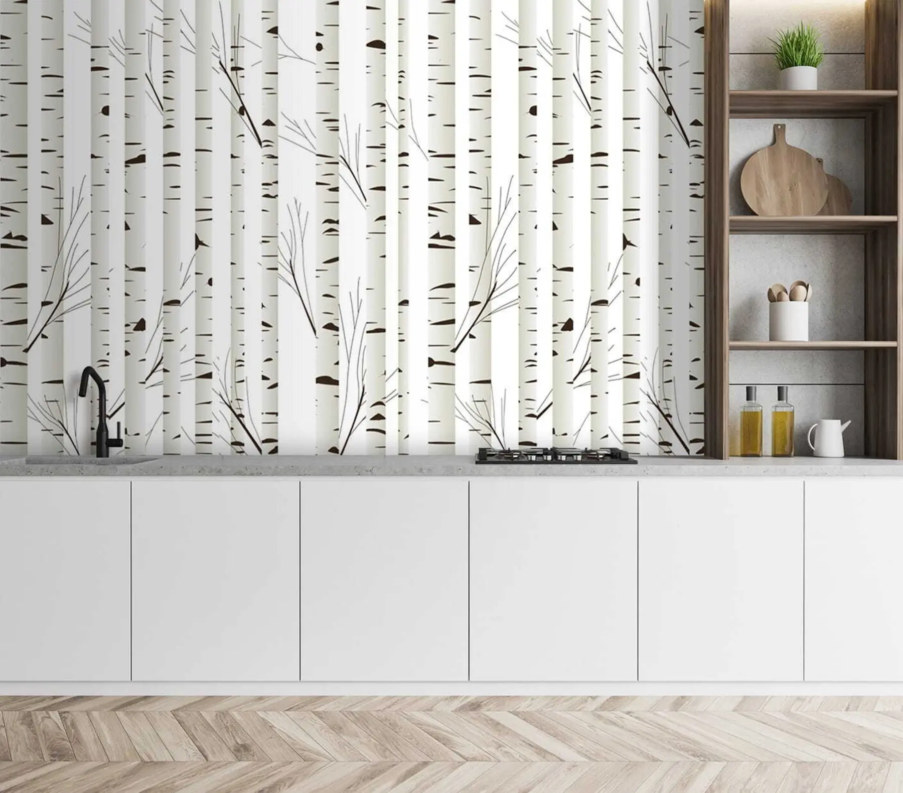 murais de parede Floresta de bétulas u58973