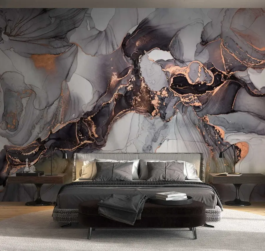 murais de parede Arte fluida Arte abstrata em tons escuros u70766