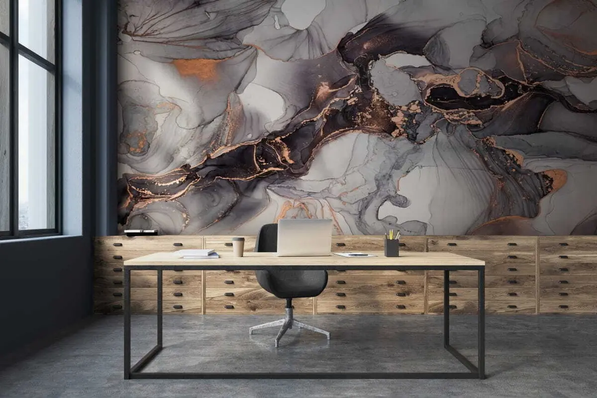 murais de parede Arte fluida Arte abstrata em tons escuros u70766