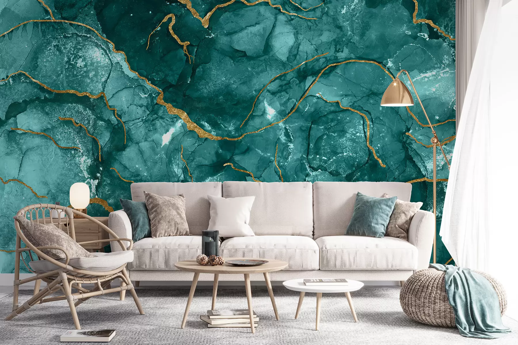 murais de parede Arte abstrata turquesa, mármore, fluido u70782