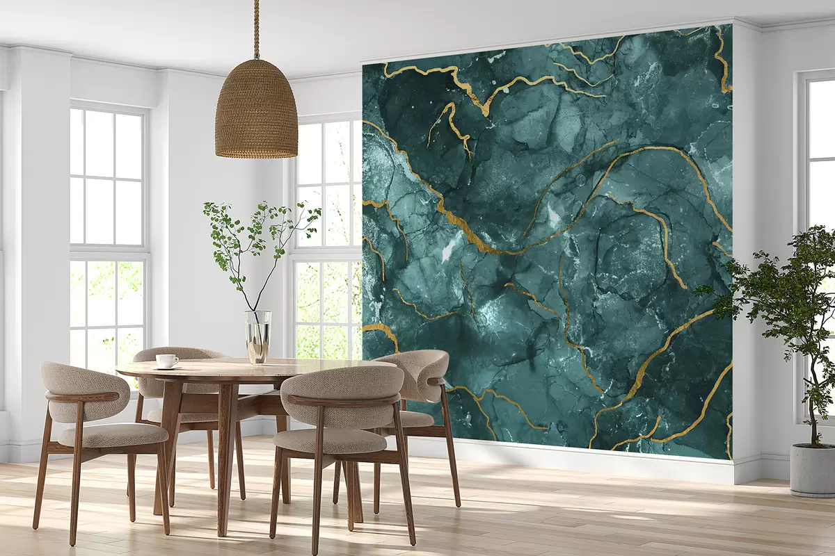 murais de parede Arte abstrata turquesa, mármore, fluido u70782