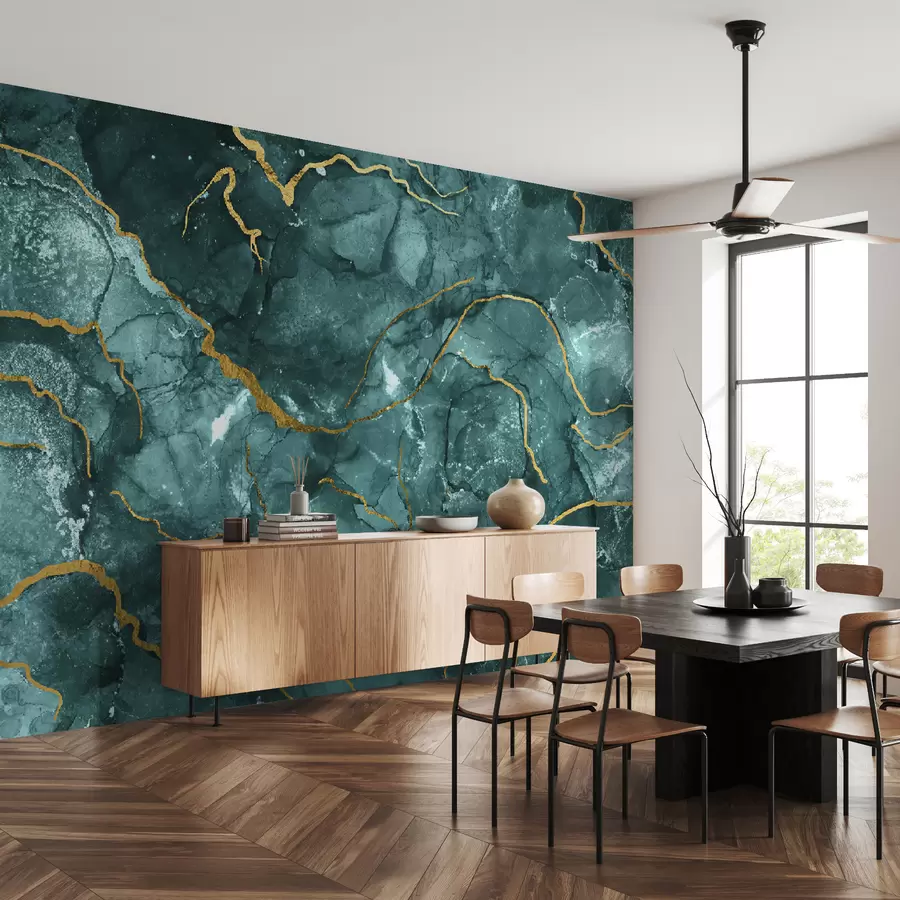 murais de parede Arte abstrata turquesa, mármore, fluido u70782