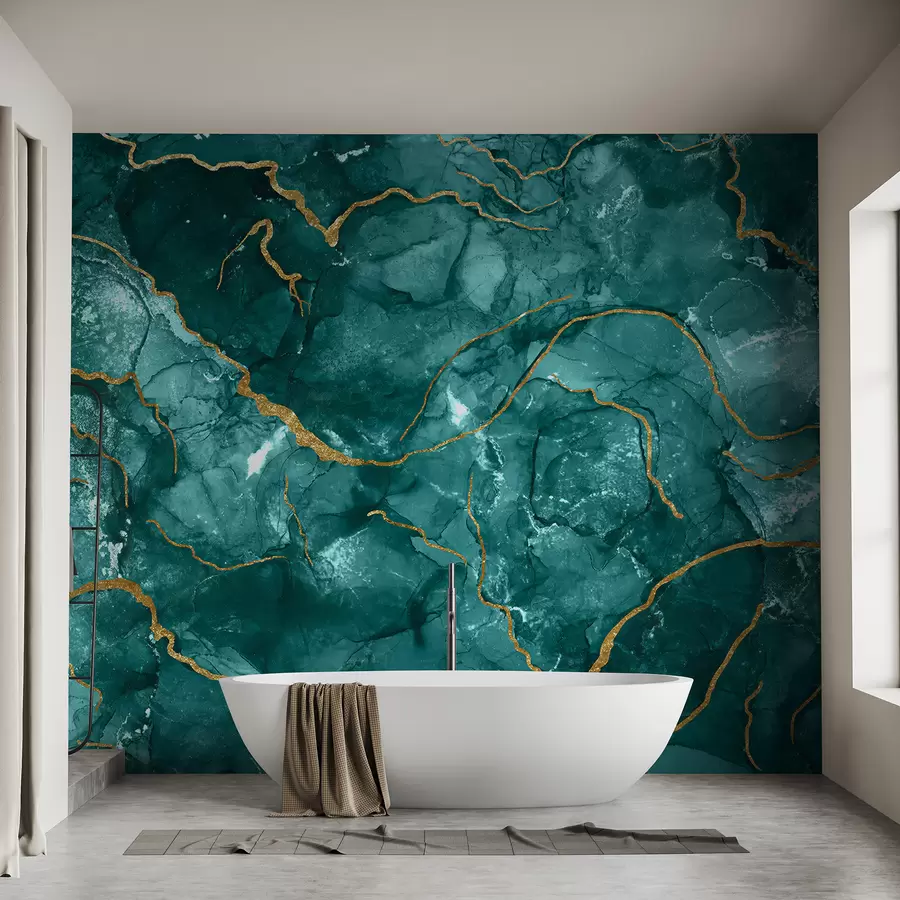 murais de parede Arte abstrata turquesa, mármore, fluido u70782