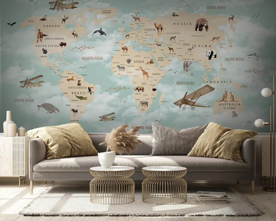 murais de parede mapa mundi infantil u25042