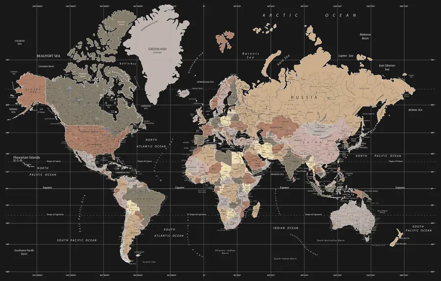 murais de parede Mapa pormenorizado do mundo u99477