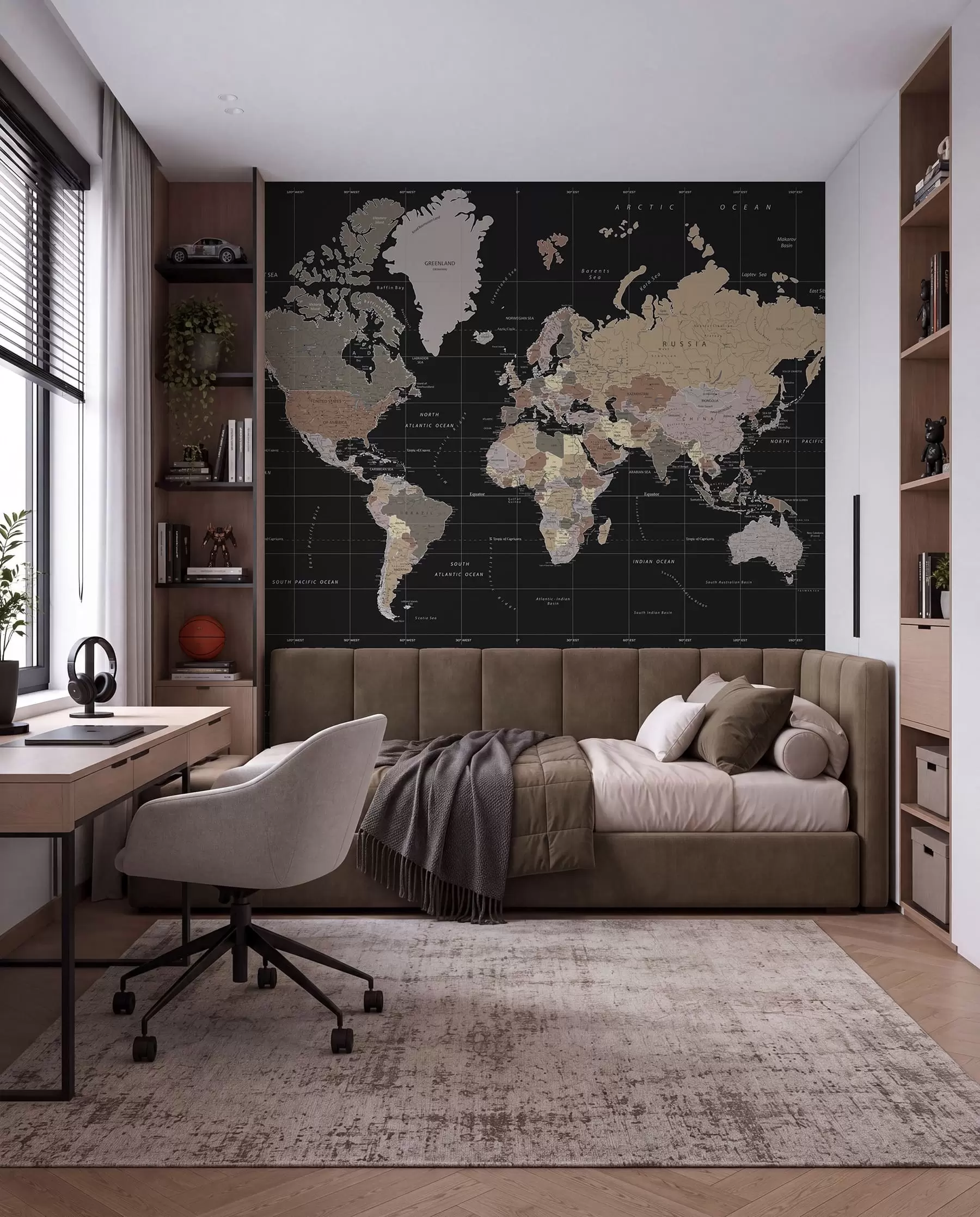murais de parede Mapa pormenorizado do mundo u99477