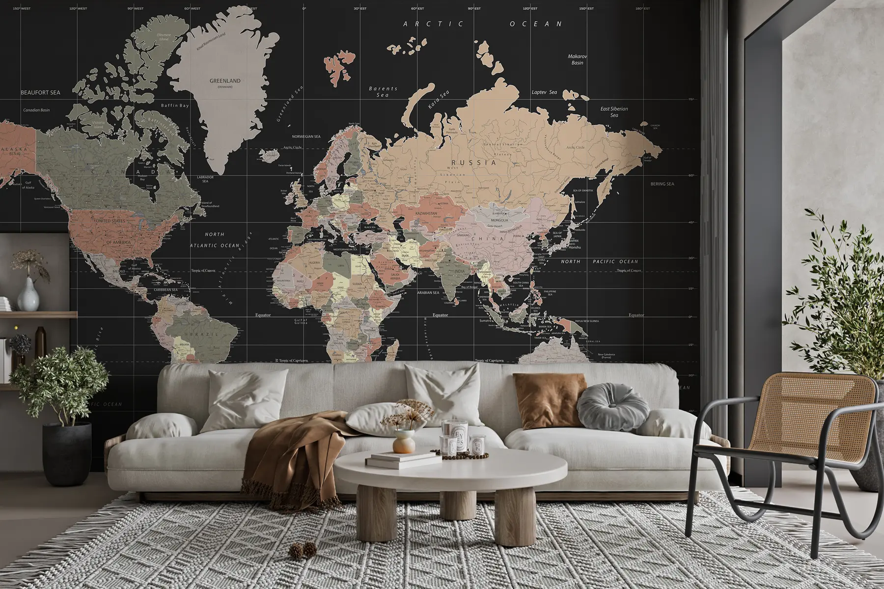 murais de parede Mapa pormenorizado do mundo u99477