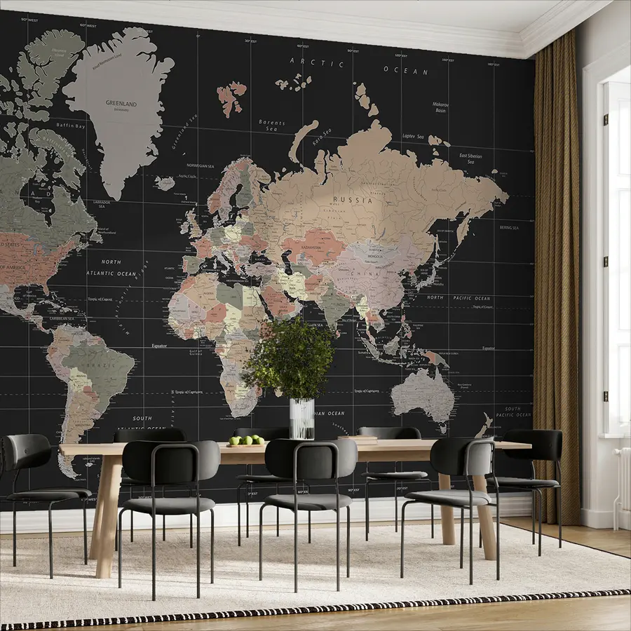 murais de parede Mapa pormenorizado do mundo u99477