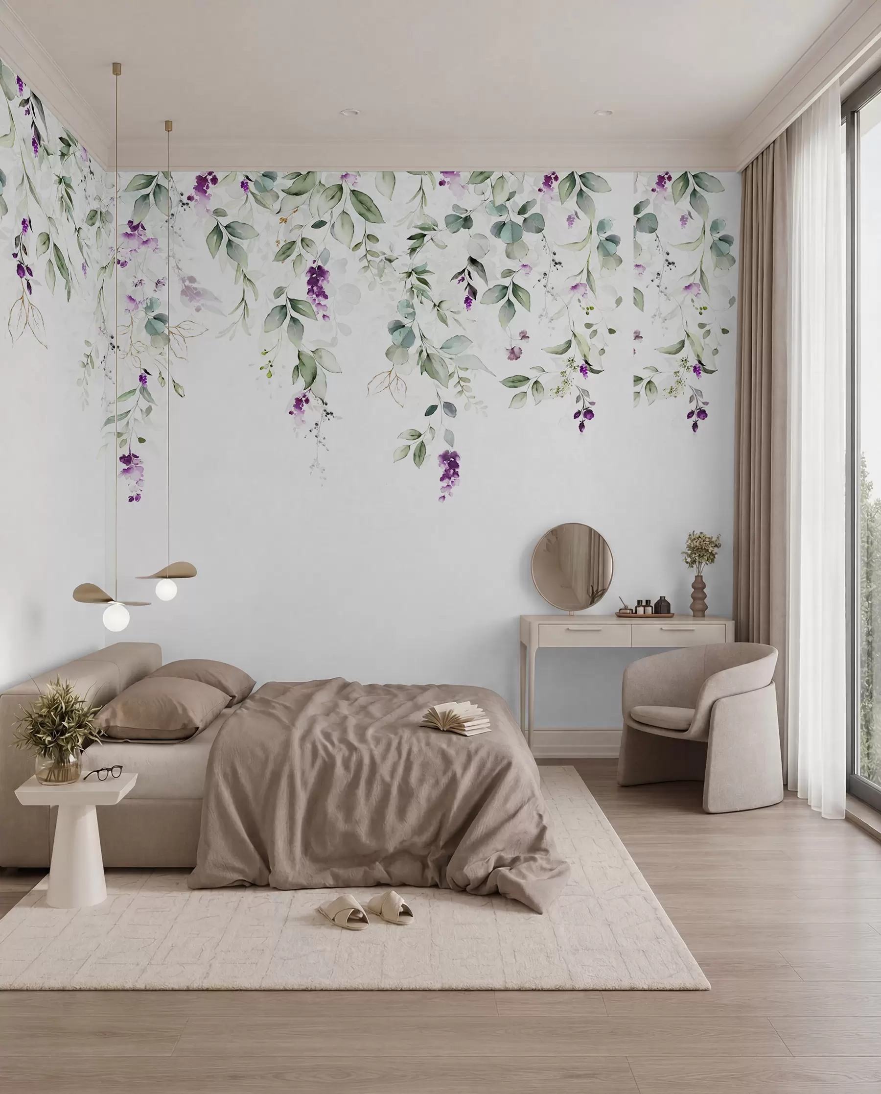 murais de parede composição de aguarela com flores de lavanda u99687
