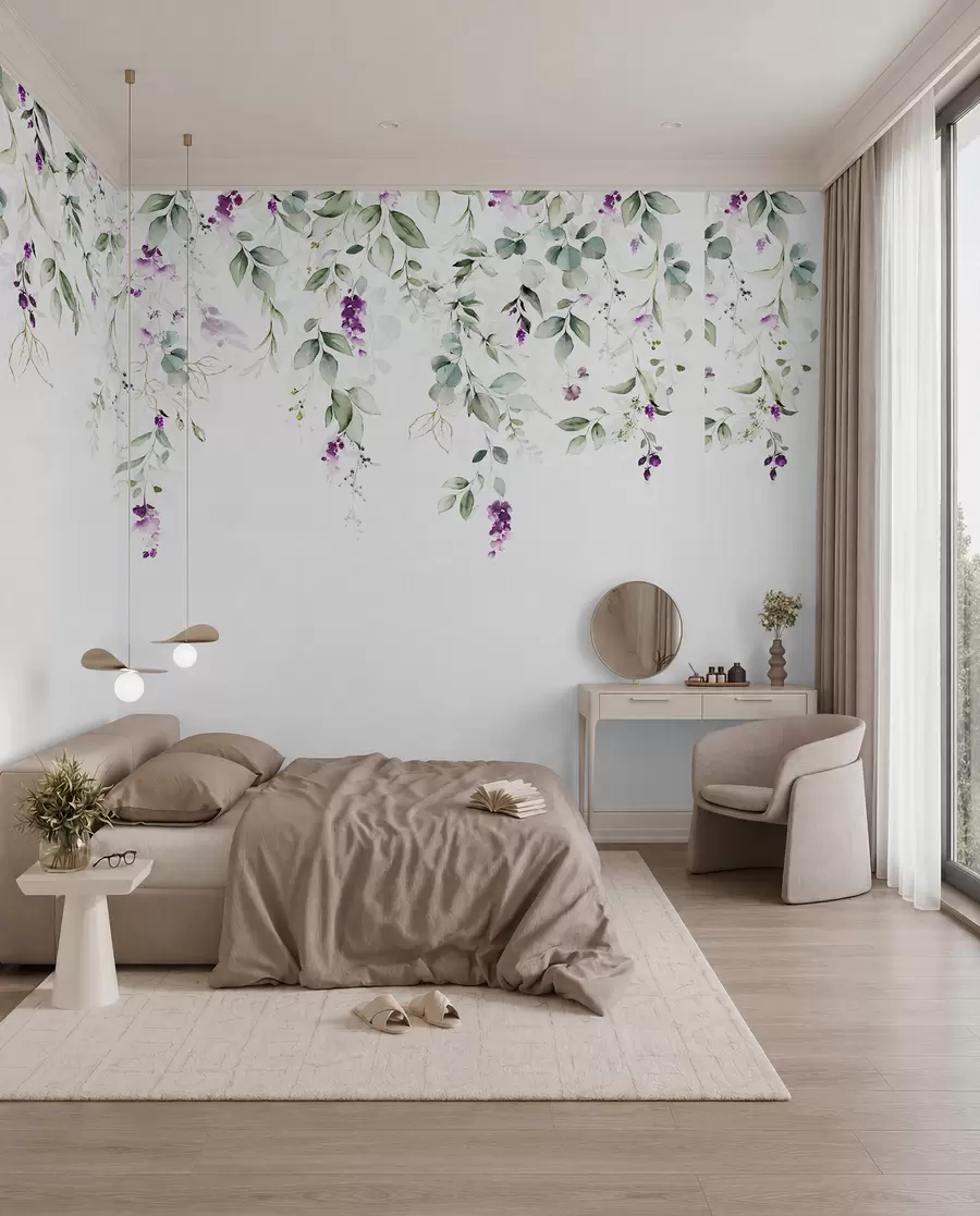 murais de parede composição de aguarela com flores de lavanda u99687