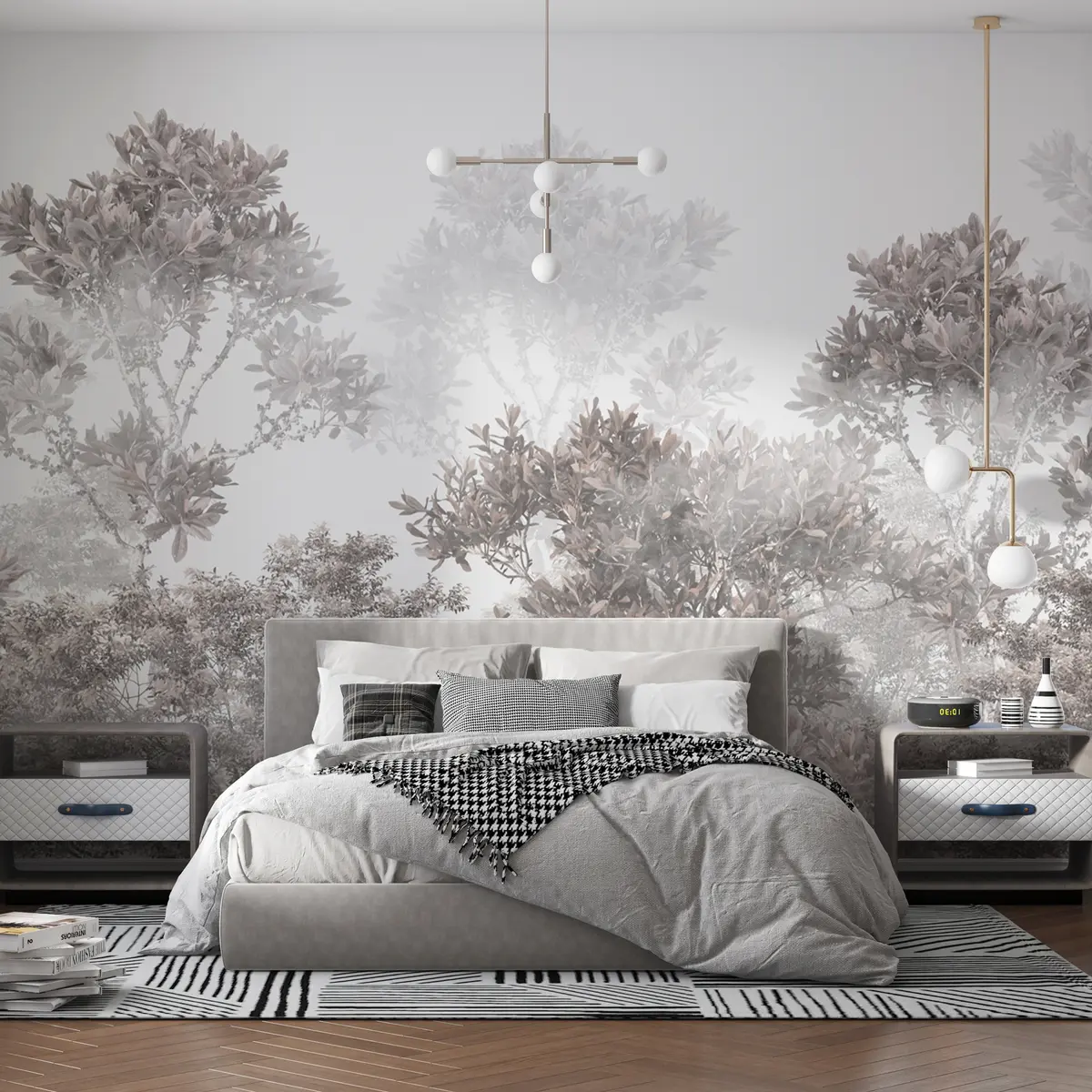 murais de parede Desenho de papel de parede da floresta tropical  u99688