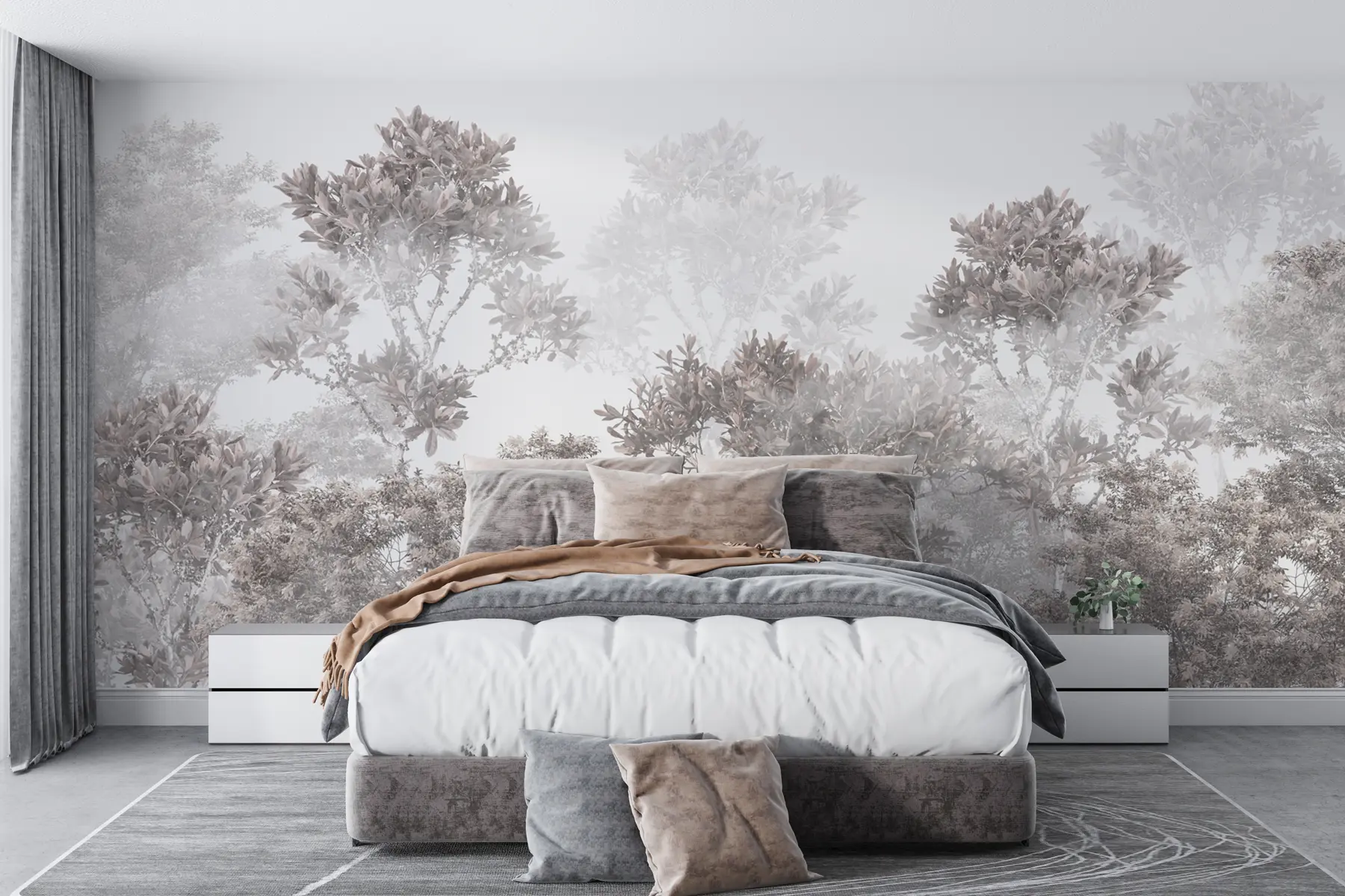 murais de parede Desenho de papel de parede da floresta tropical  u99688