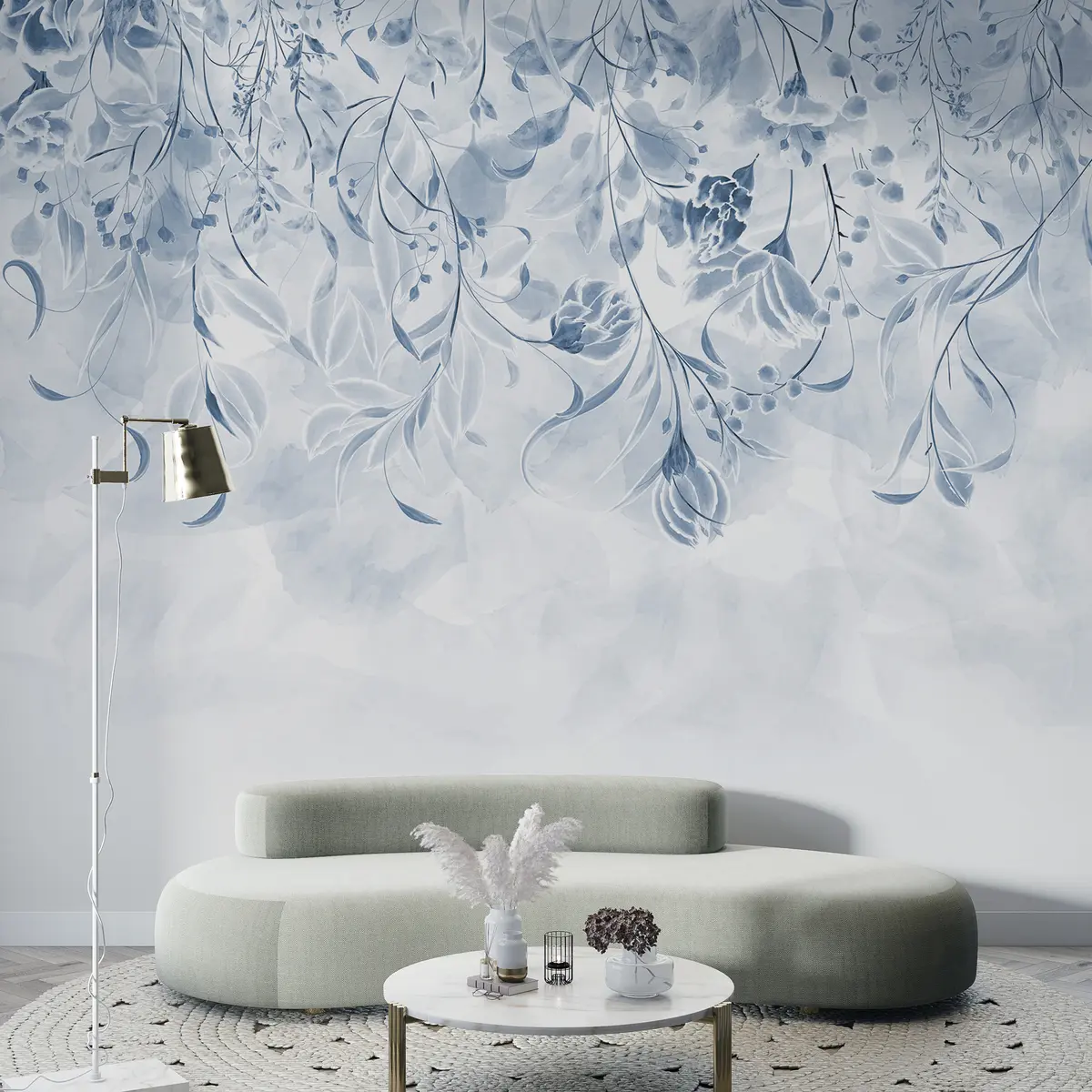 murais de parede Flores delicadas em azul w00072v1