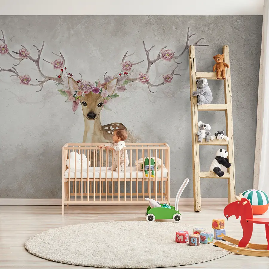 murais de parede Veados com flores nos seus chifres u04671d2