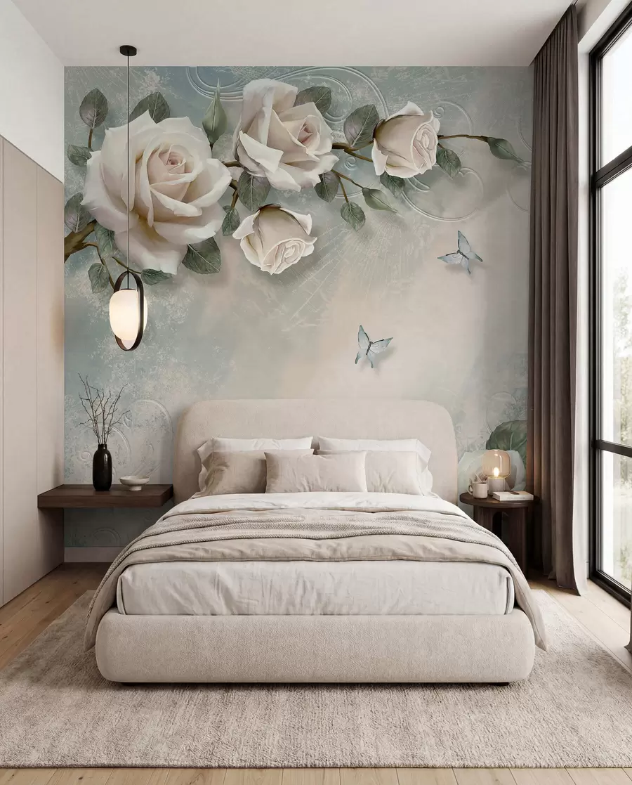 murais de parede Um ramo de rosa-creme u31353d1