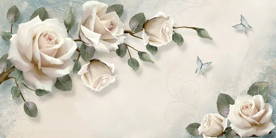 murais de parede Um ramo de rosa-creme u31353d2