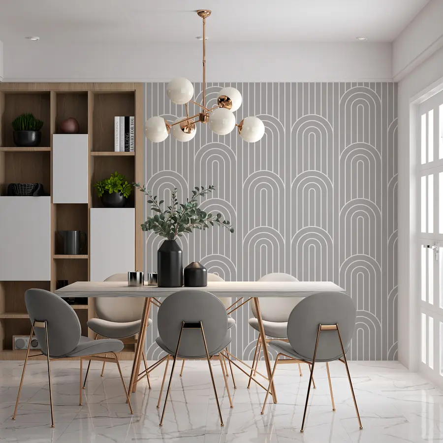 murais de parede Os arcos gráficos geométricos são uma nova tendência boho grey w00137v1