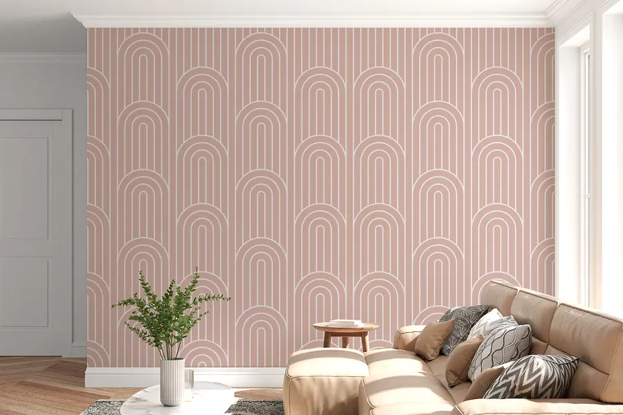 murais de parede Os arcos gráficos geométricos são a nova tendência bege boho w00137v3