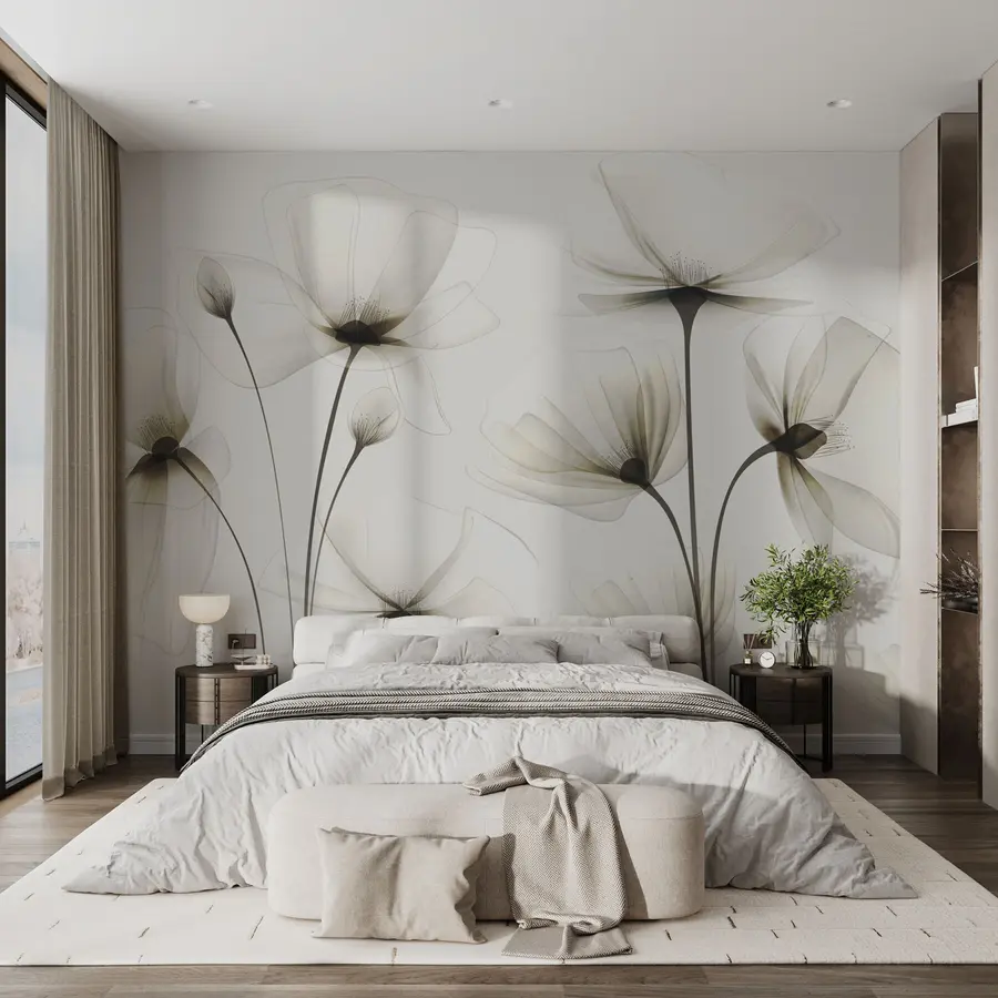 murais de parede Flores de aguarela transparentes w00143