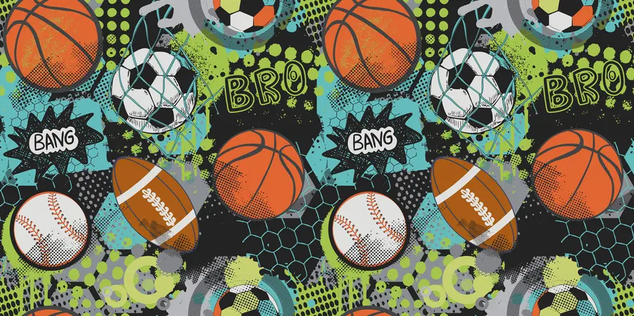 murais de parede Abstração com bolas de desporto u99729