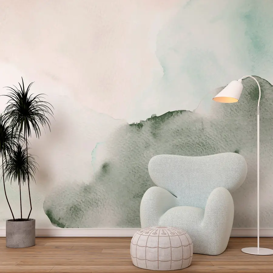 murais de parede Pontos de aguarela na moda decoração minimalista verde w00376