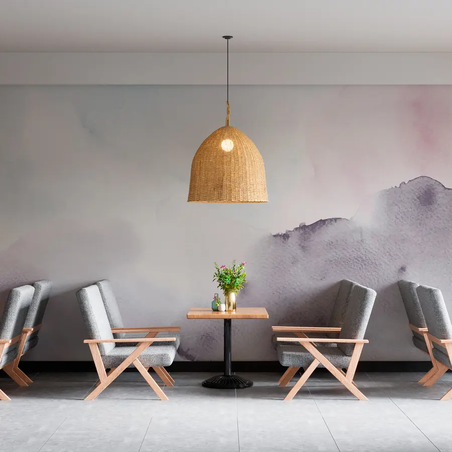 murais de parede Pontos de aguarela na moda decoração minimalista em roxo w00376v1