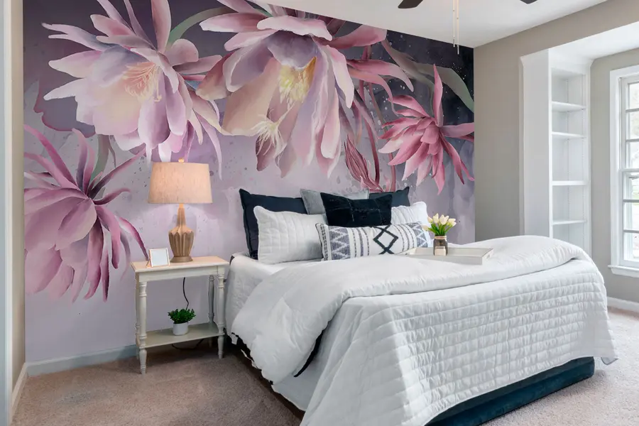 murais de parede Grandes flores de nenúfar em um fundo aquarela abstrato w00387