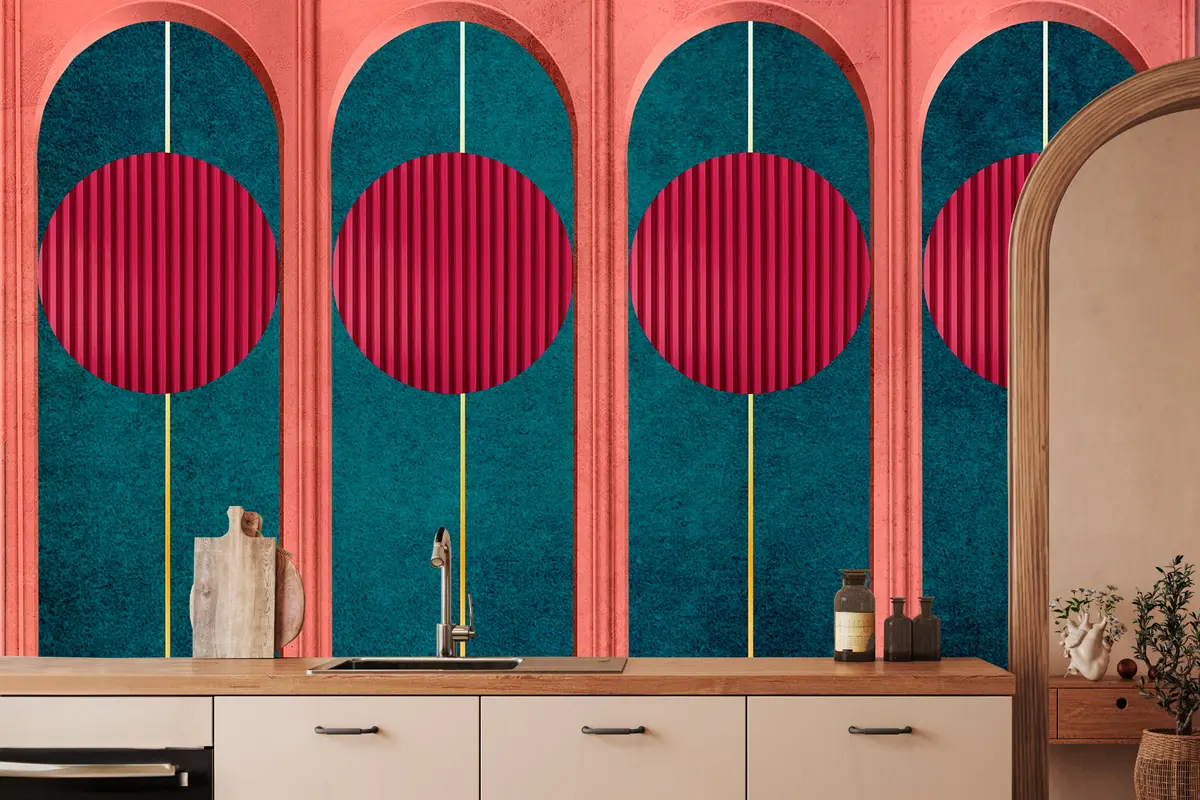 murais de parede Arco de decoração em estilo moderno minimalismo, elementos texturizados w00388