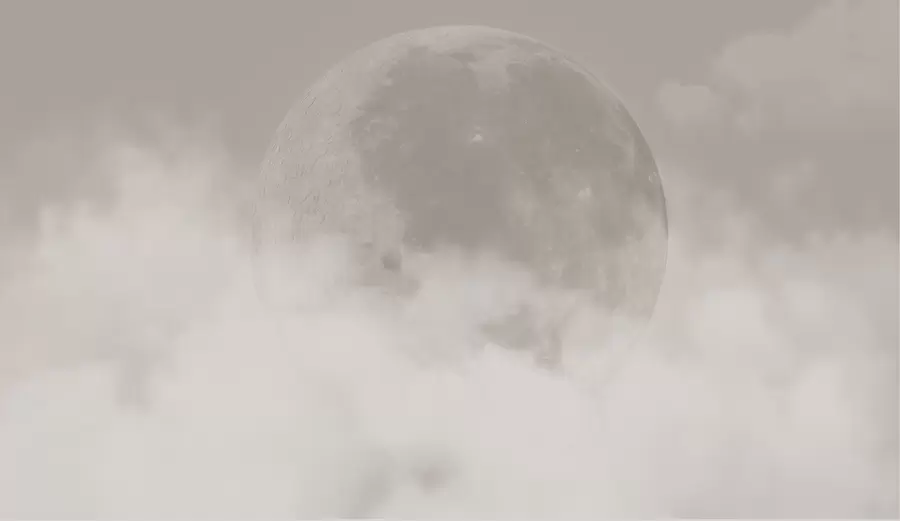 murais de parede Lua grande entre as nuvens de estilo loft de cor bege w00548