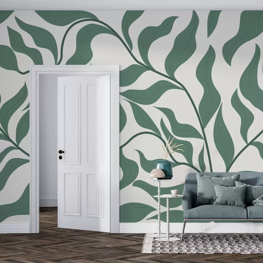 murais de parede Ramo com folhas verdes w00629