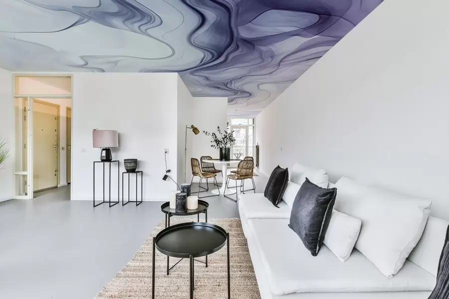 murais de parede Ondas abstratas coloridas sobre um fundo claro w01185v1