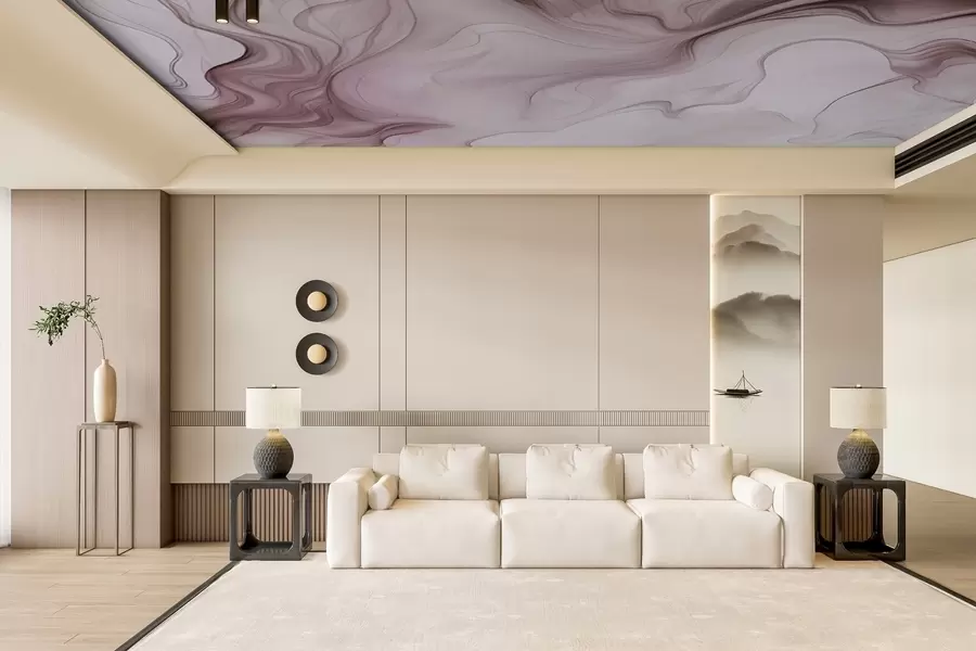 murais de parede Ondas abstratas pastel sobre um fundo claro w01185v2