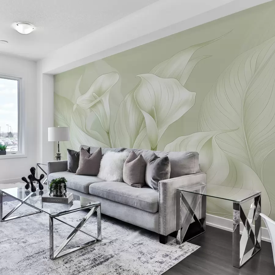murais de parede flores delicadas na cor verde w01195v3