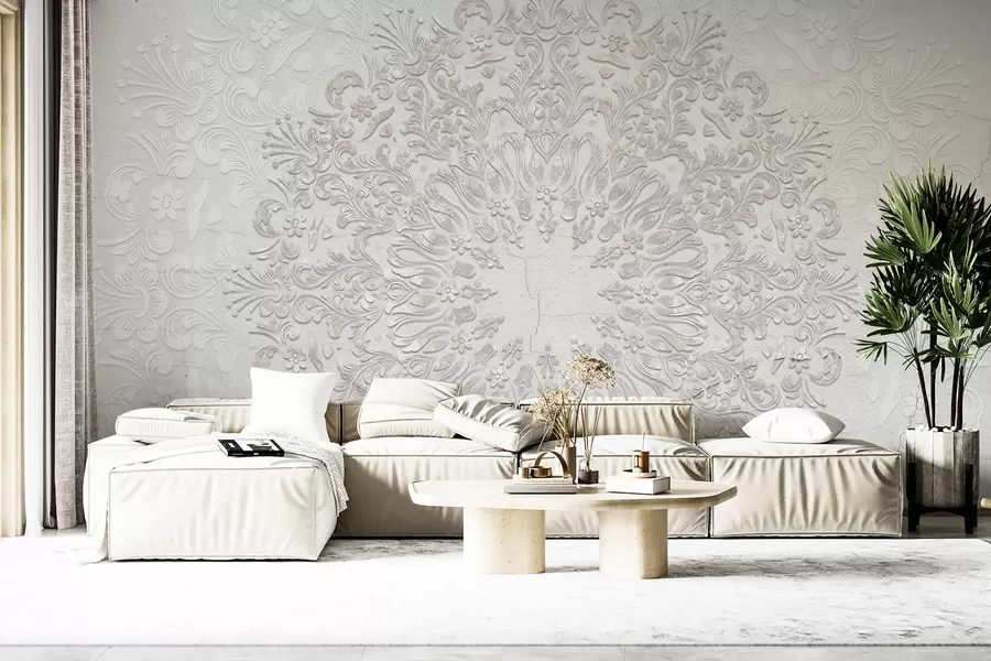 murais de parede Uma estampa de mandala altamente detalhada criando um lindo e delicado design de renda w01249