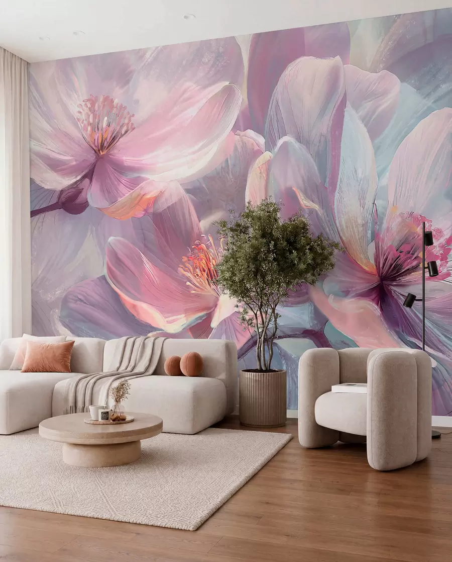 murais de parede Flores num brilho rosa w01307