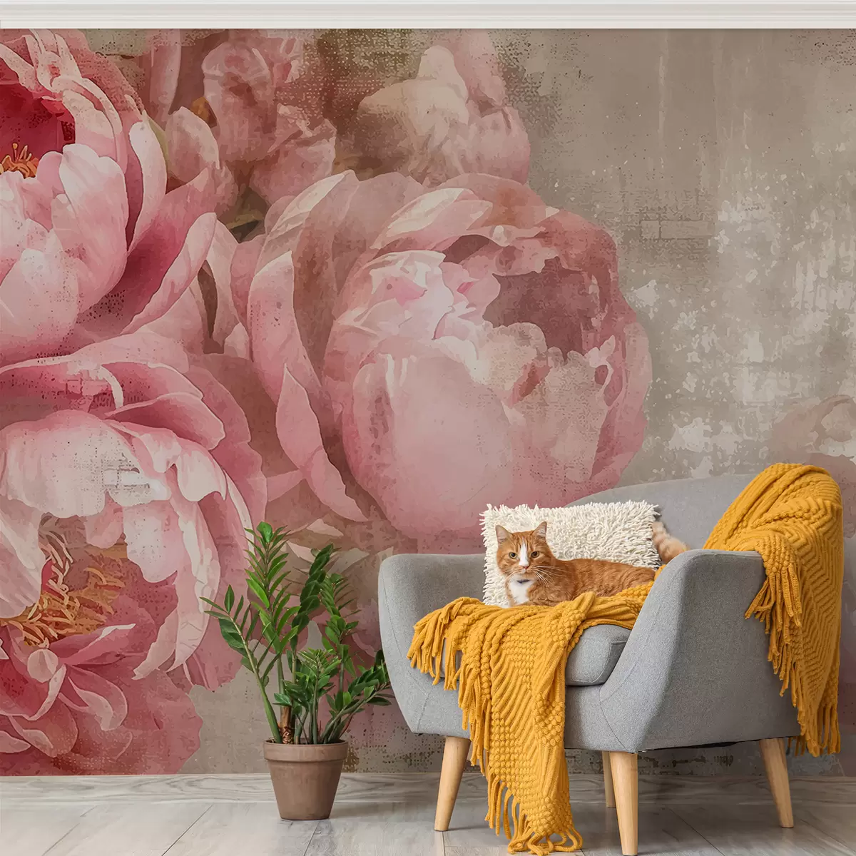 murais de parede Peônias vintage w01323