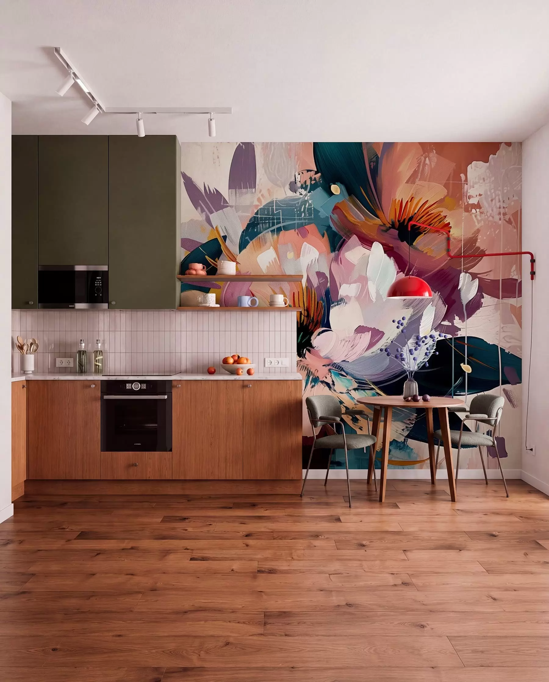 murais de parede Grandes flores são pintadas em óleo w07940