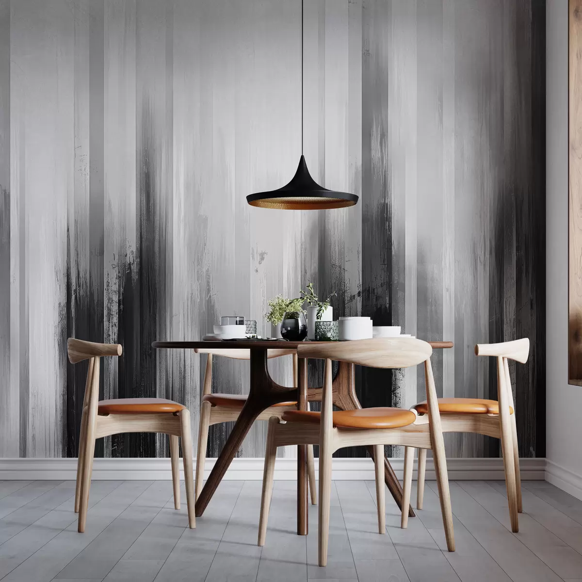 murais de parede fundo abstrato com listras verticais nas cores preto e branco w07945v3