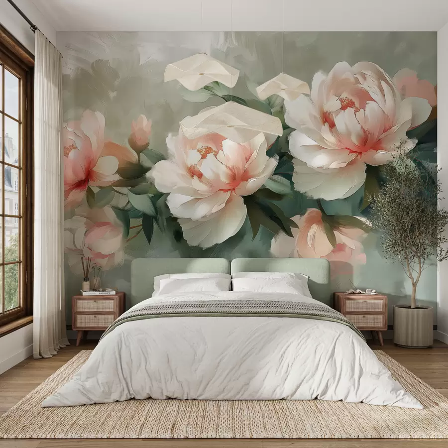 murais de parede Um lindo fundo floral suave e sonhador w07947