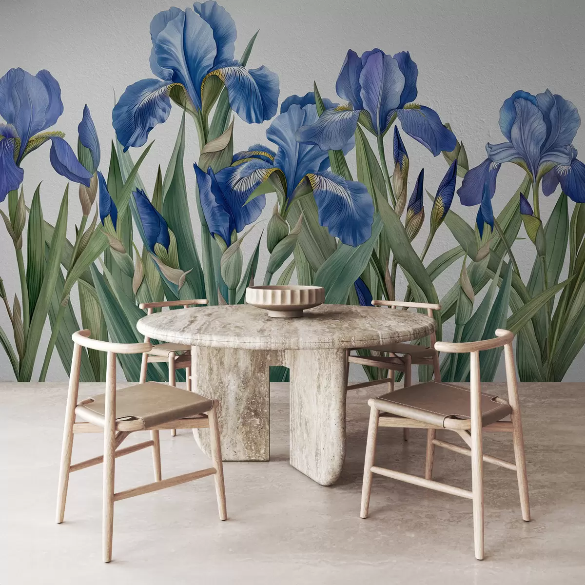 murais de parede Grandes íris pintadas em um muro de concreto branco w07949