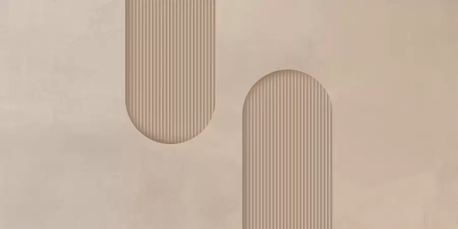 murais de parede Papel de parede texturizado Art Déco em tons quentes de bege. Imitação de arcos volumétricos    w08048