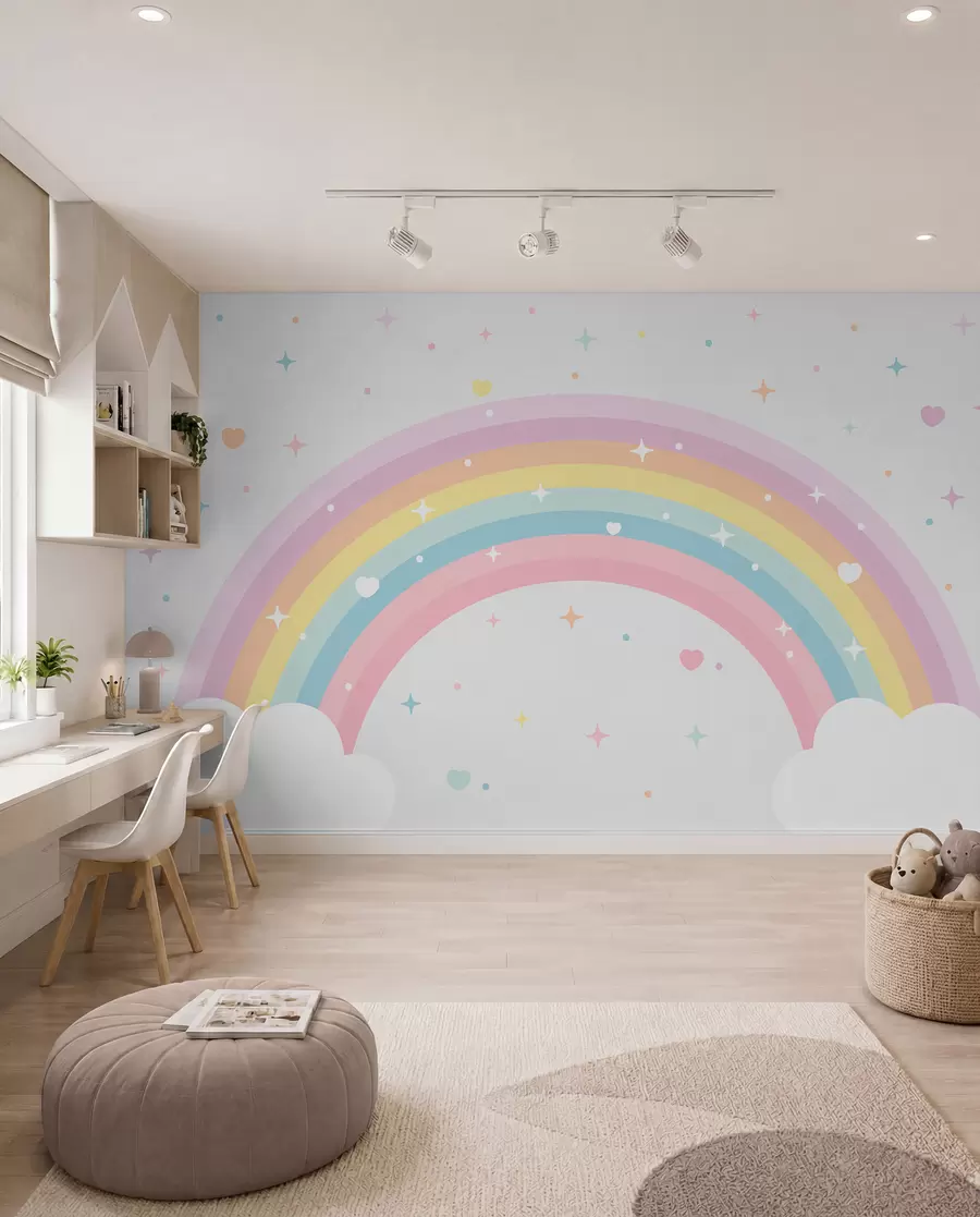 murais de parede Arco de cores e estrelas w08109