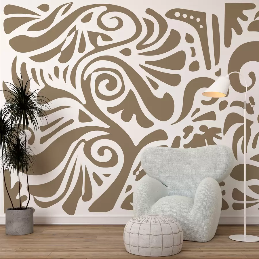 murais de parede areia arte abstrata papel de parede grandes padrões florais em estilo boho w08139