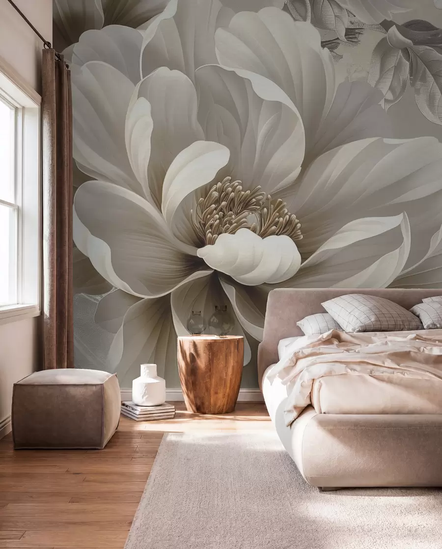 murais de parede Grande flor de amora na parede grunge w08181v2