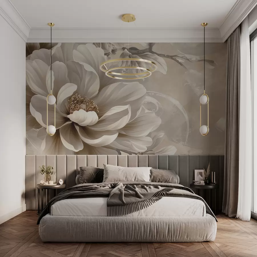 murais de parede Grande flor de amora na parede grunge w08181v2