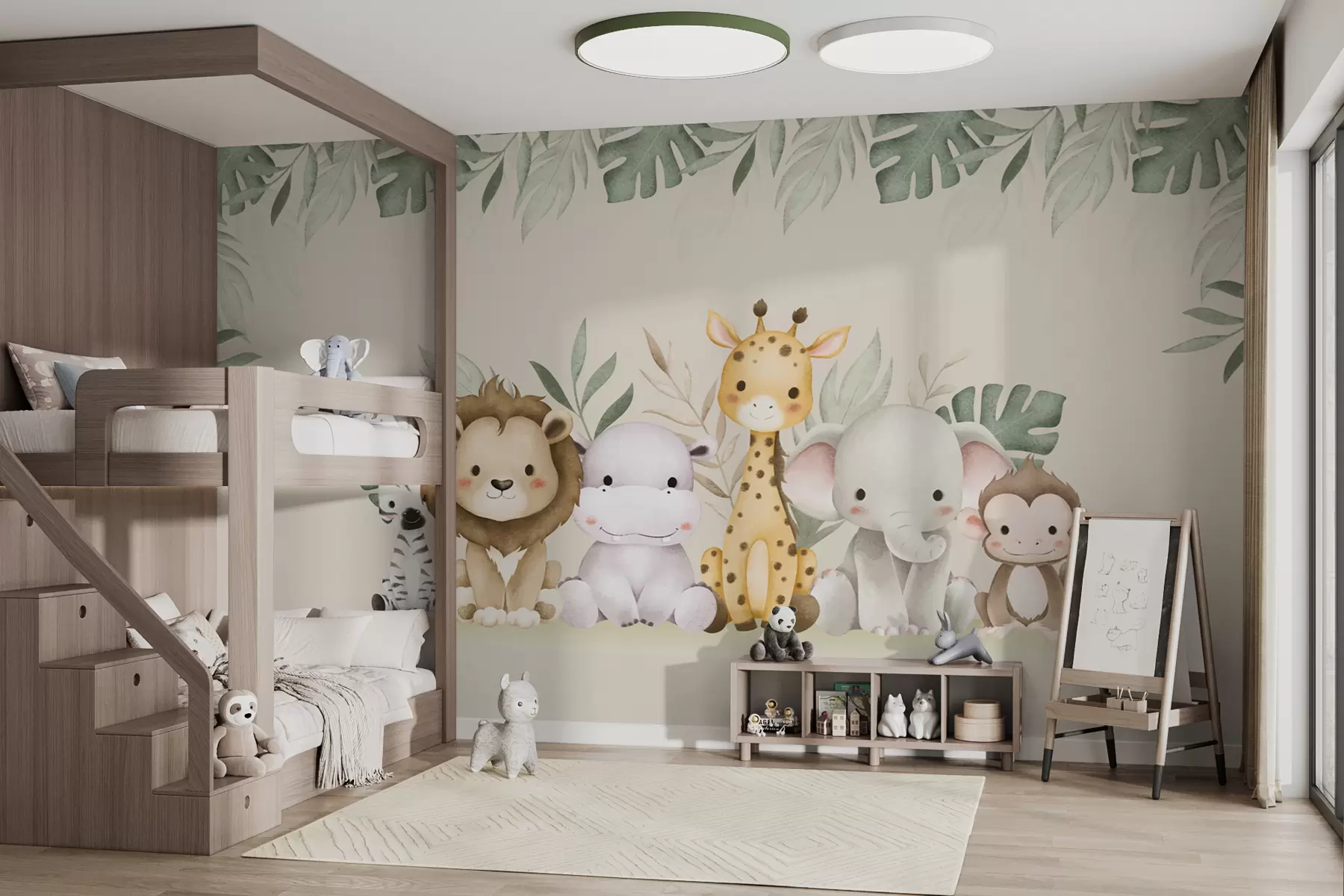 murais de parede Animais de safári com tintas aquarela w01406