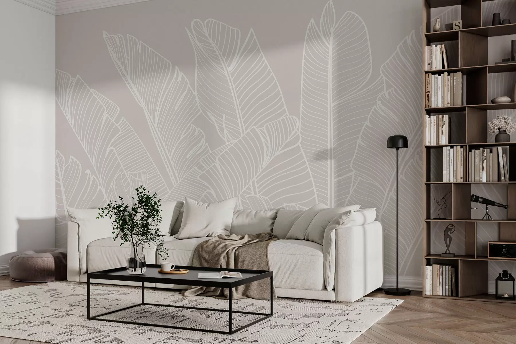 murais de parede Folhas de bananeira tropicais minimalismo nova tendência w08210